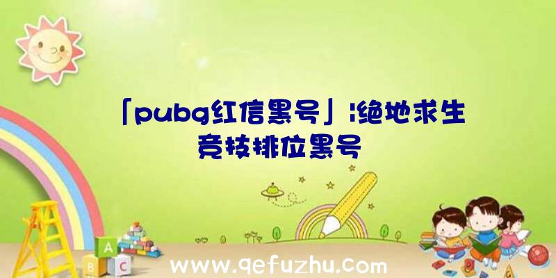 「pubg红信黑号」|绝地求生竞技排位黑号